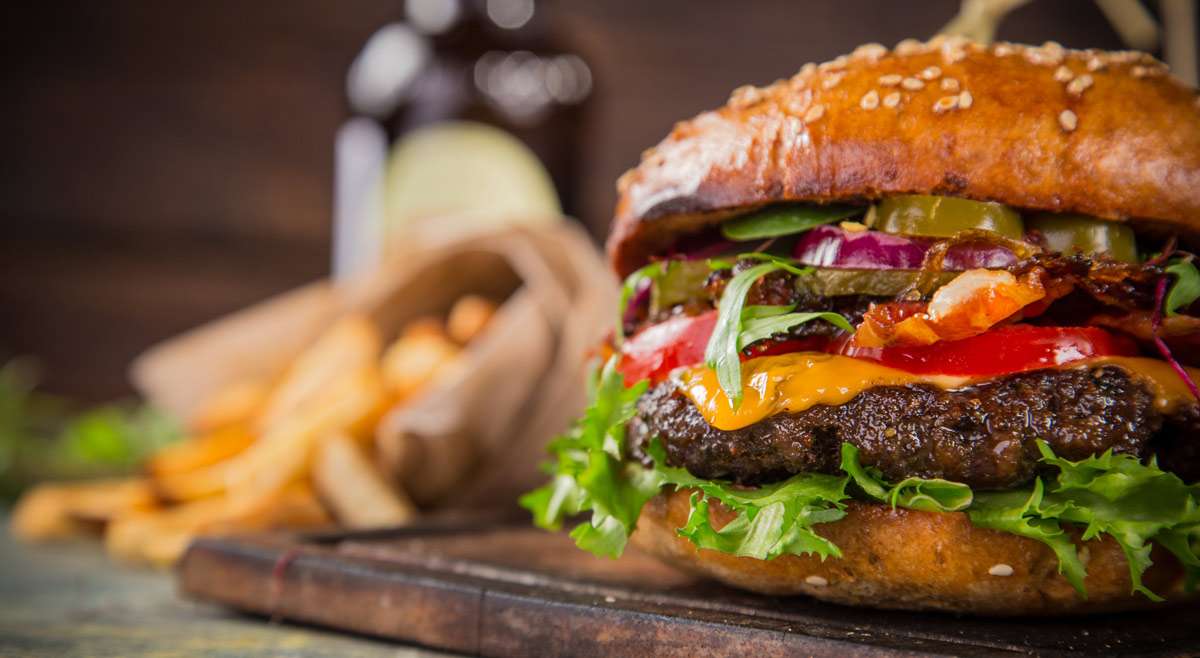 Hamburger and fries at Vermont restaurant