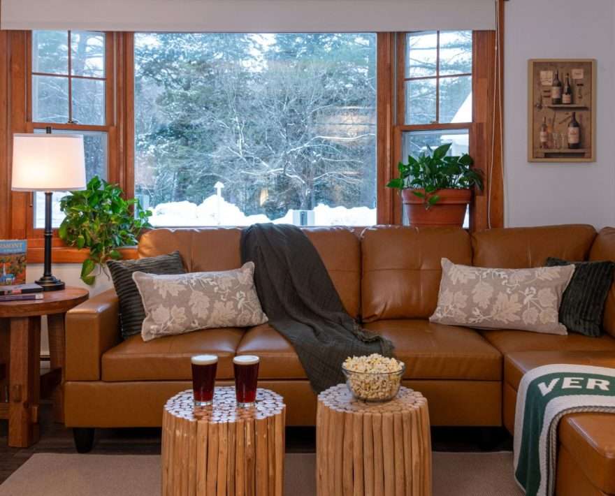 Sitting area in a Honeymoon Suite at Tucker Hill Lodge in Vermont