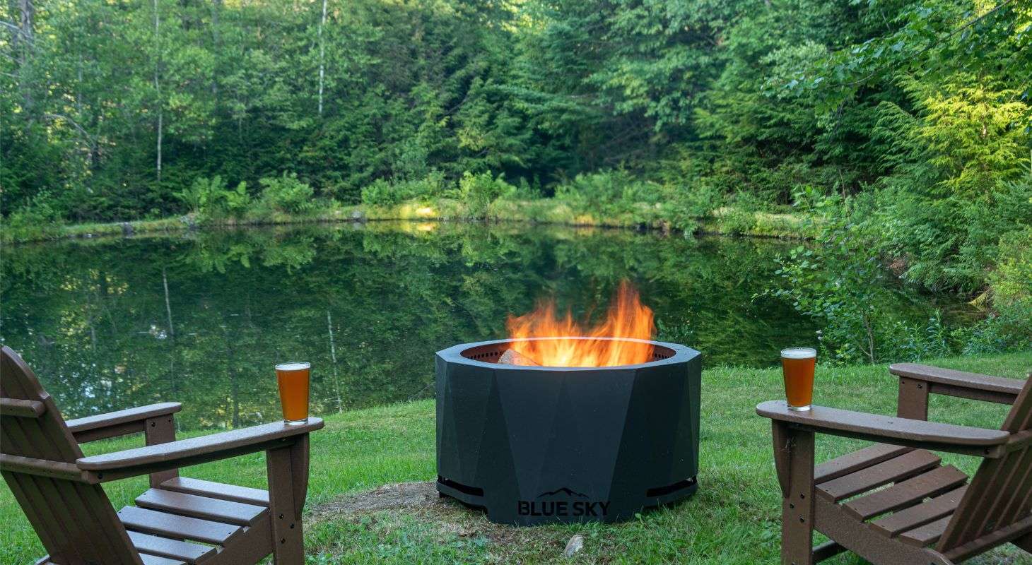 Two chairs next to the firepit at White Horse Lodge in Vermont
