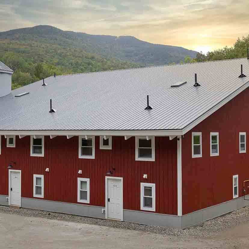 Mad River Lodge in Green Mountains at sunset