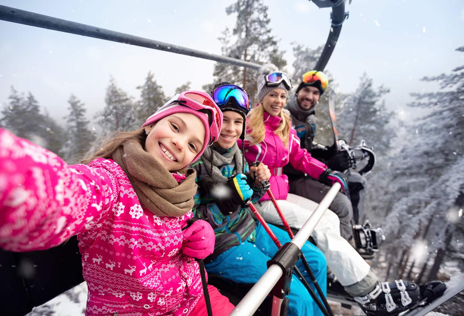 Family on a Ski Lift in Vermont