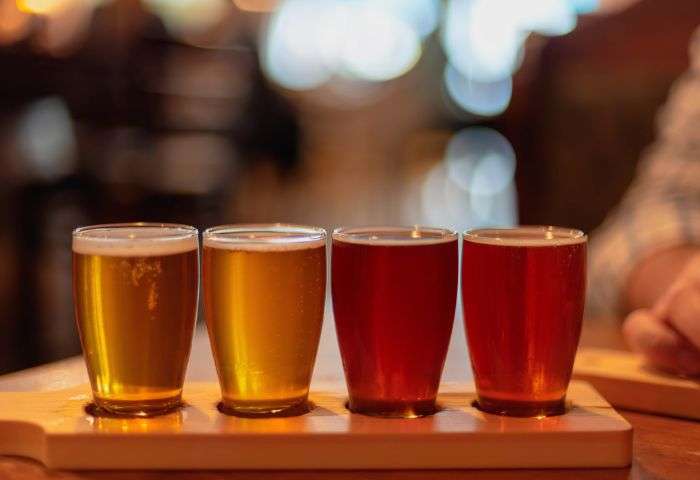 A flight of craft beers