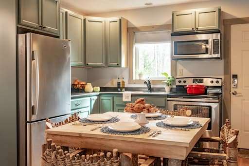 A full kitchen at our Vermont Lodging