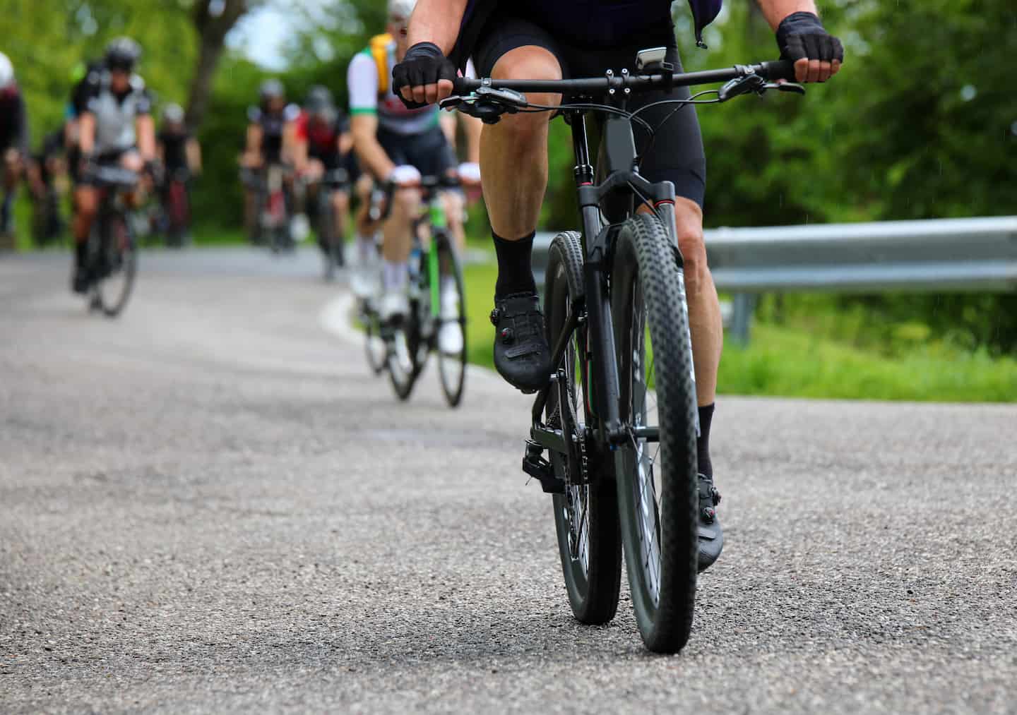 A group of cyclists gravel biking in Vermont