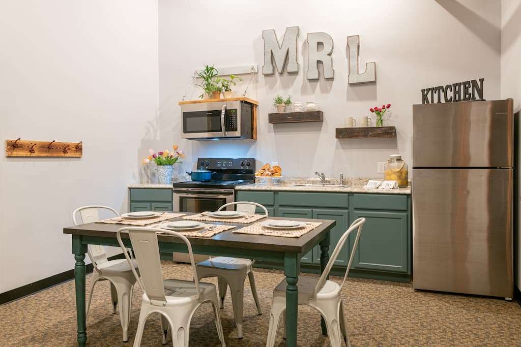 Full kitchen and dining area at our Vermont lodging