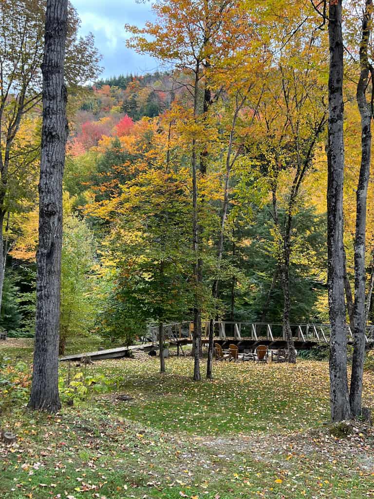Vermont fall foliage in the backyard of our Vermont lodge